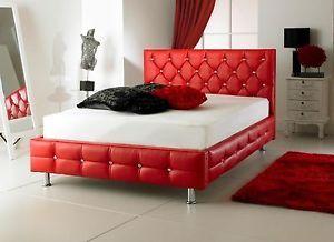 Double Red Diamond Logo - Red Diamond Faux Leather Fabric Upholstered Bed Frame 4'6 Double 5ft ...