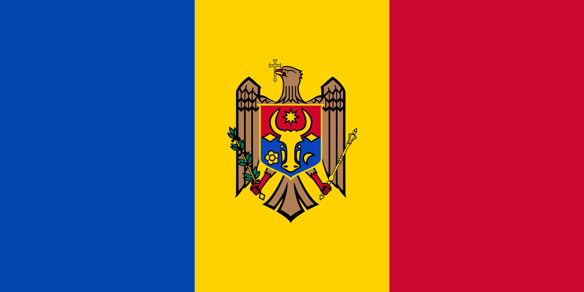 Red and Yellow Eagle Logo - Flag of Moldova