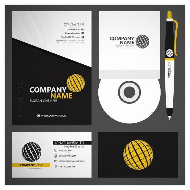 Black Yellow Sphere Logo - Black and yellow corporate branding set Vector | Free Download