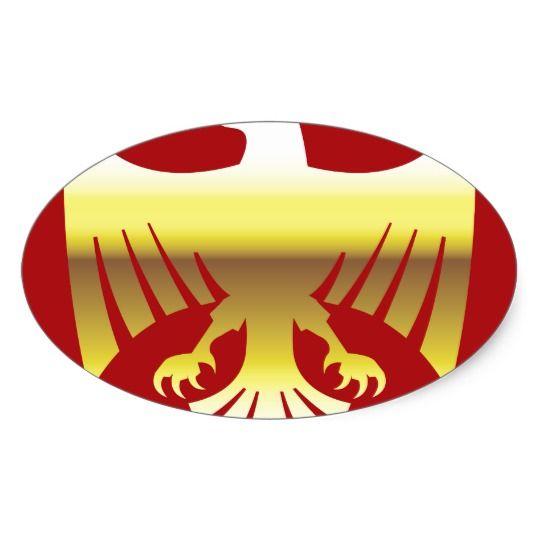 Red and Yellow Eagle Logo - Golden Eagle on red background Vector Art Oval Sticker