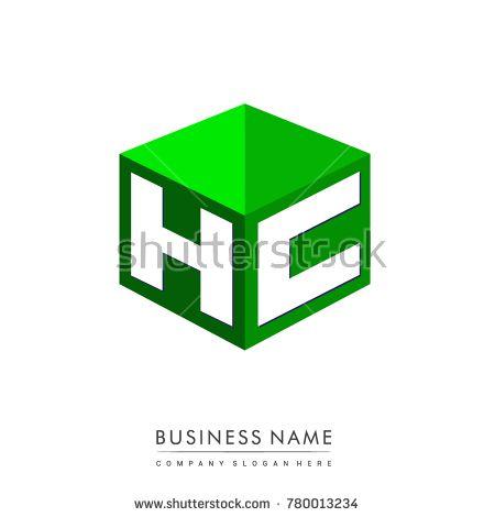 Hexagon Shape Logo - Letter HC logo in hexagon shape and green background, cube logo with ...