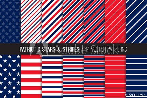 Between Red White and Blue Lines Logo - Patriotic Red White Blue Stars & Stripes Vector Patterns. July 4th ...