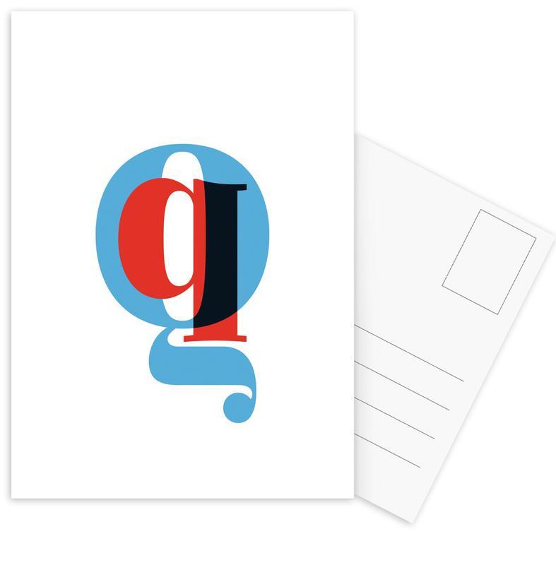 Red Q Logo - Cyan/Red Q as Postcard Set by JUNIQE | JUNIQE UK