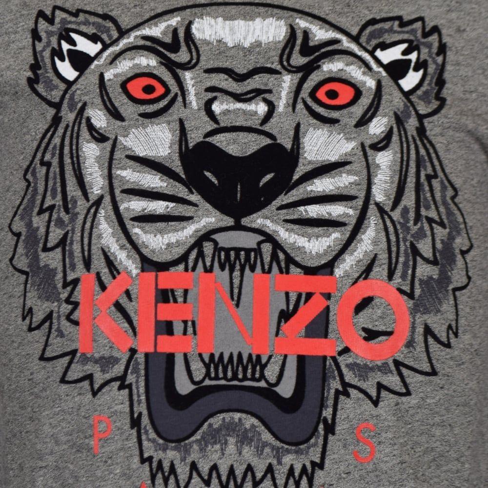Kenzo Lion Logo - KENZO JUNIOR Kenzo Junior Dark Grey/Red Tiger Logo Long Sleeve T ...