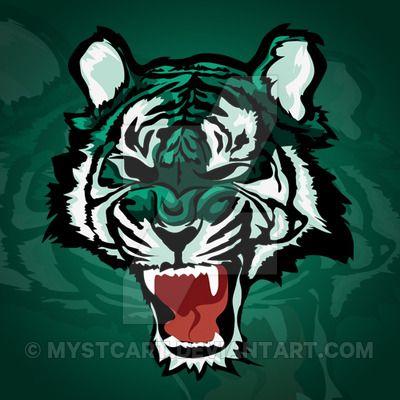 Green Tiger Logo - Roaring tiger vector mascot logo
