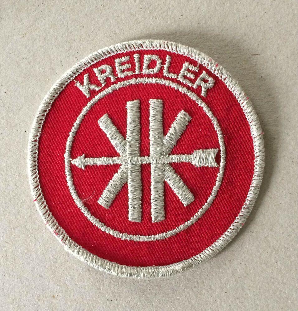 Red and Silver Round Logo - Vintage Sew-on Patch Kreidler Logo Red and White/Silver Round | eBay