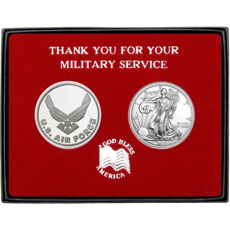 Red and Silver Round Logo - Military Service Air Force 2pc Silver Gift Set| SilverTowne