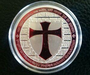Red and Silver Round Logo - 1 troy oz 100 Millls of .999 fine Silver Round Masonic Knight ...