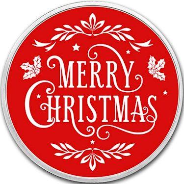 Red and Silver Round Logo - Buy 1 oz Colorized Red Merry Christmas Silver Round l JM Bullion™