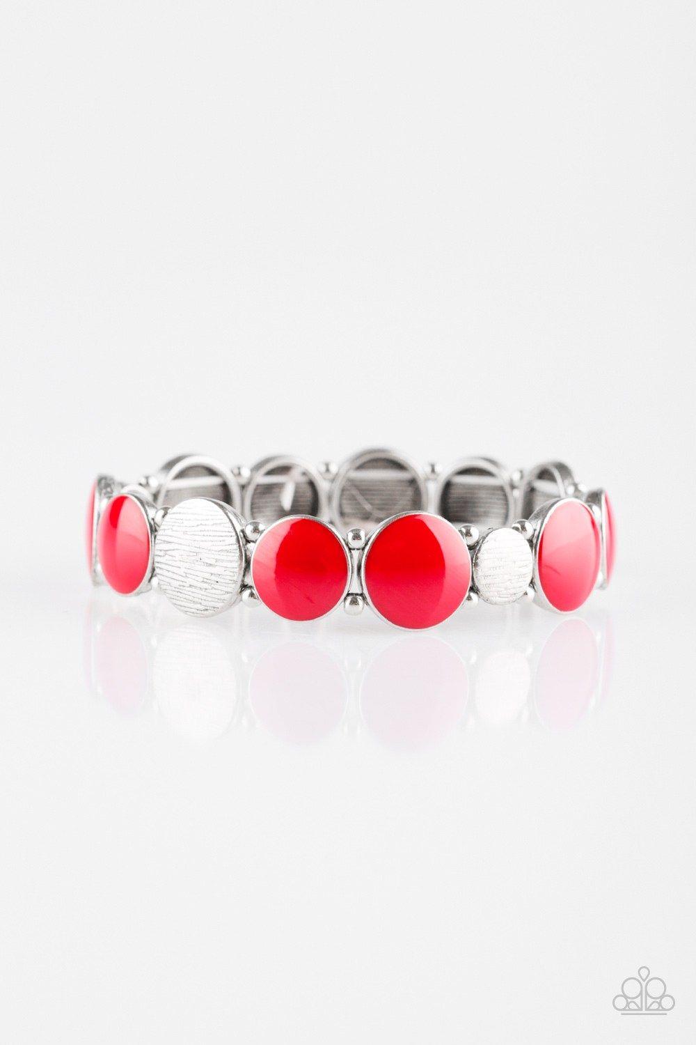 Red and Silver Round Logo - Paparazzi Bubble Blast - Red and Silver Circle Stretchy Bracelet ...