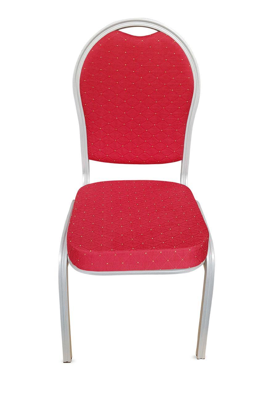Red and Silver Round Logo - Round Back Steel Banqueting Chair. Red with Silver Frame - Front Row ...