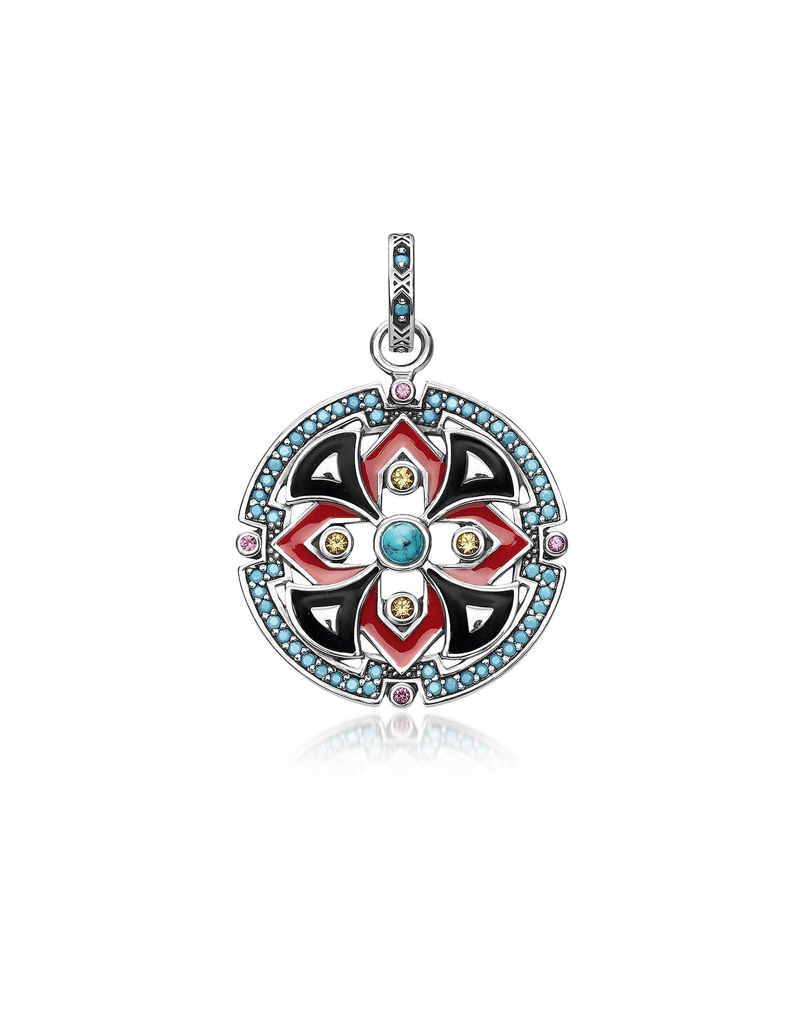 Red and Silver Round Logo - Thomas Sabo Black And Red Enamelled Sterling Silver Round Pendant W ...
