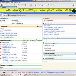 Epic Patient Software Logo - Example user interface for a patient record in Epic's EHR. Download