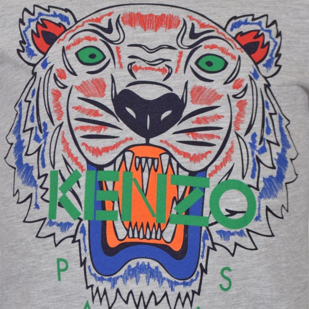Kenzo Lion Logo - KENZO JUNIOR Kenzo Junior Grey Tiger Logo Long Sleeve T Shirt