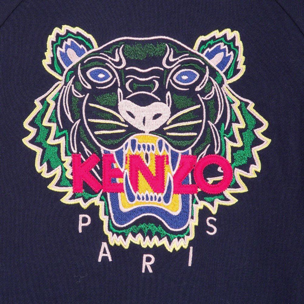 Kenzo Lion Logo - Kenzo Girl Tiger Sweatshirt Dress - Navy