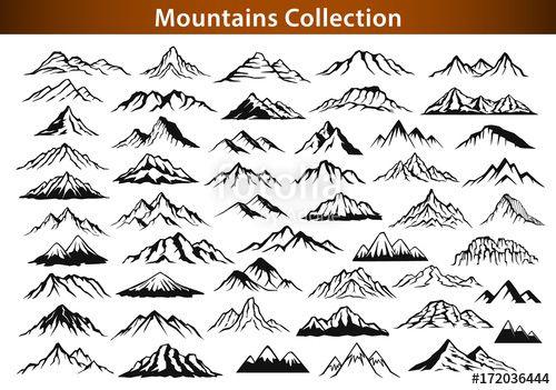 Simple Mountain Range Logo - different mountain ranges silhouette collection set Stock image