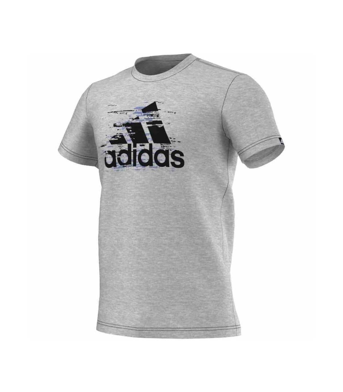 Adidas Grey Logo - Adidas T Shirt Ess Logo Men (Medium Grey Heather). My Squash.com