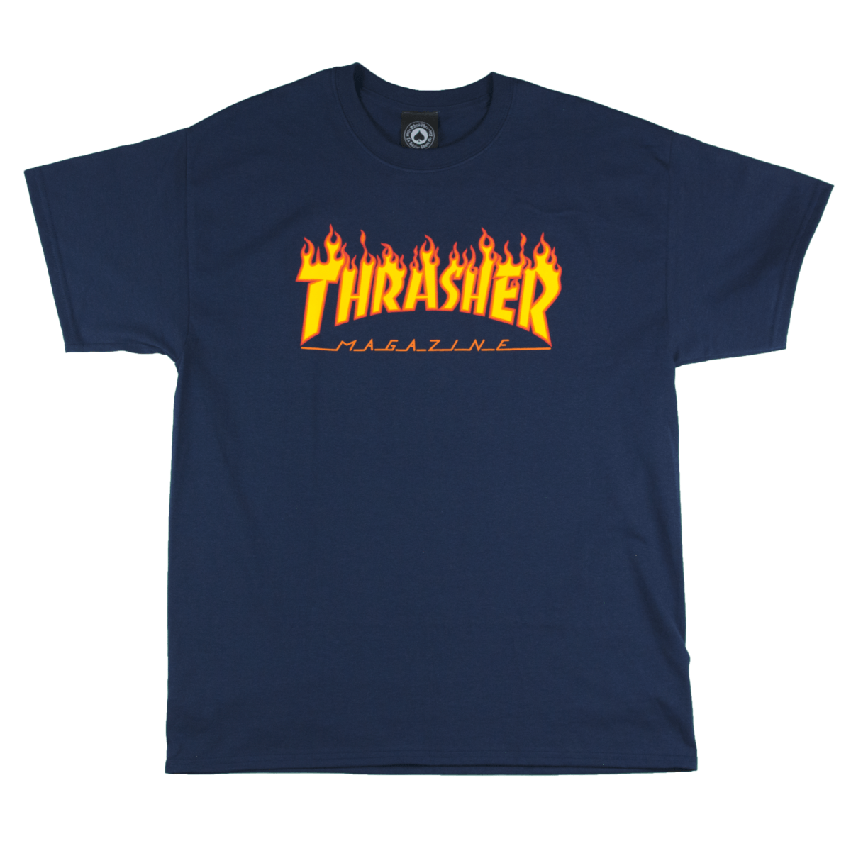Blue G with Flame Logo - THRASHER FLAME LOGO TEE NAVY BLUE | Ministry Of Concrete