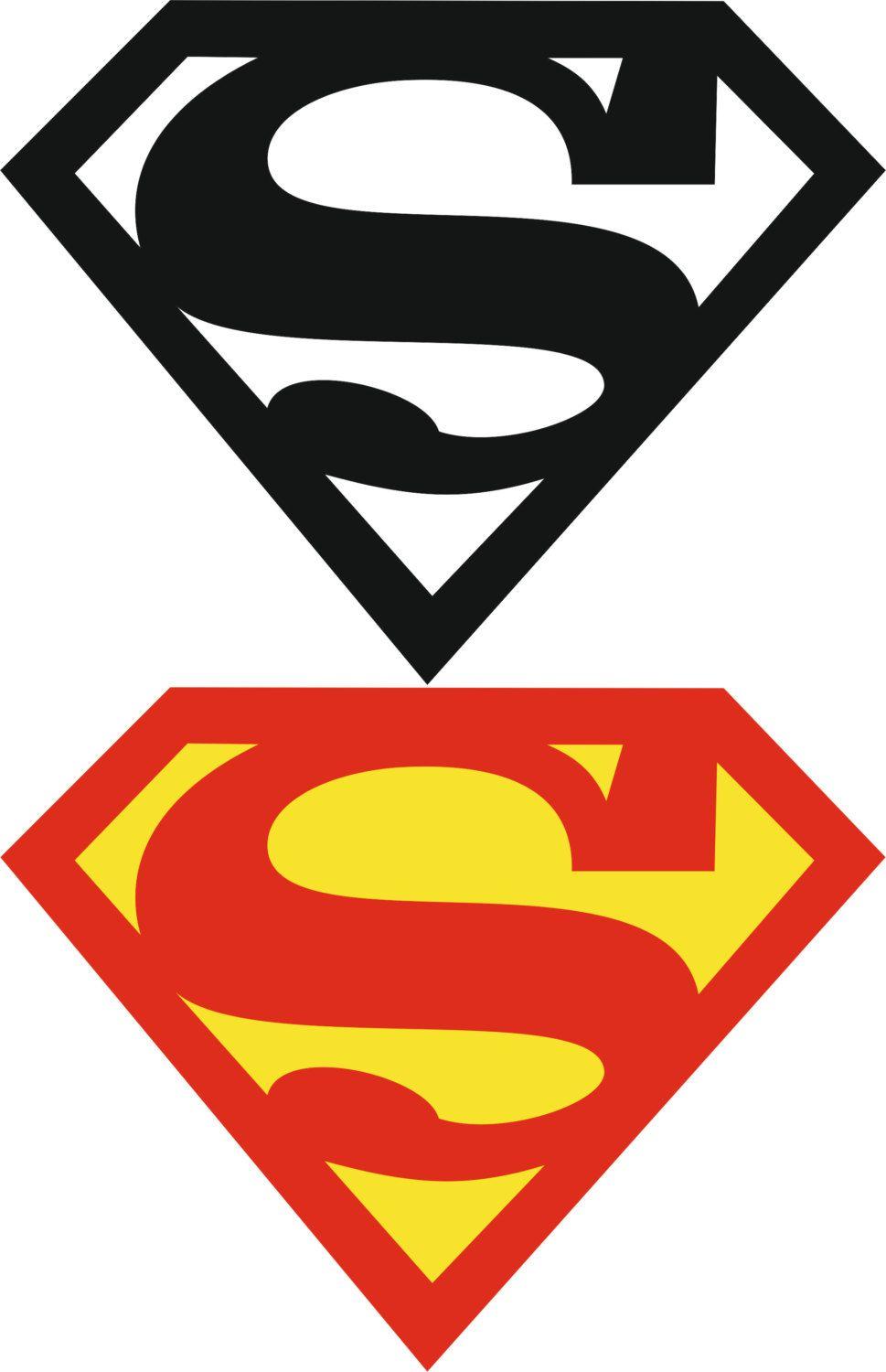 Red Black and White Superman Logo - Colord black white Superman superhero hero logo CNC Cut file Laser