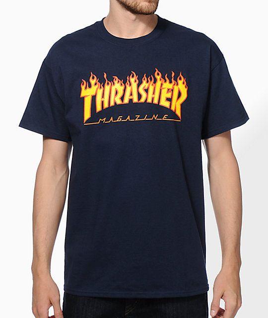 Blue G with Flame Logo - Thrasher Flame Logo T-Shirt | Zumiez
