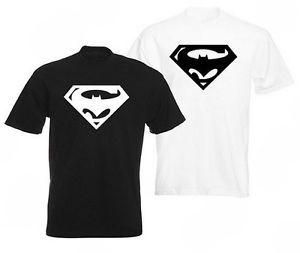 Red Black and White Superman Logo - Batman vs Superman v2 logo - TV Fan Adult T-Shirt Black Geek Game ...