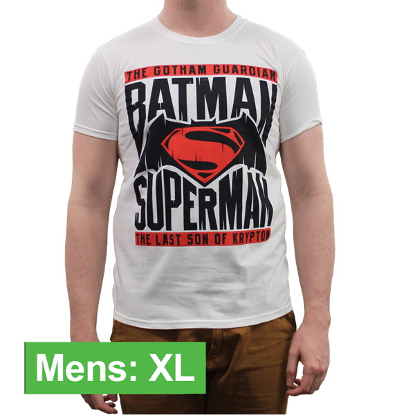 Red Black and White Superman Logo - DC Comics - Batman vs Superman Black & Red Logo Mens T-Shirt - White ...