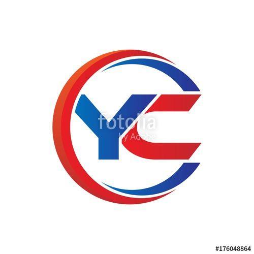 YC Logo - yc logo vector modern initial swoosh circle blue and red Stock