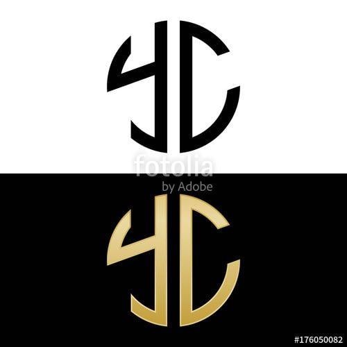 YC Logo - yc initial logo circle shape vector black and gold Stock image