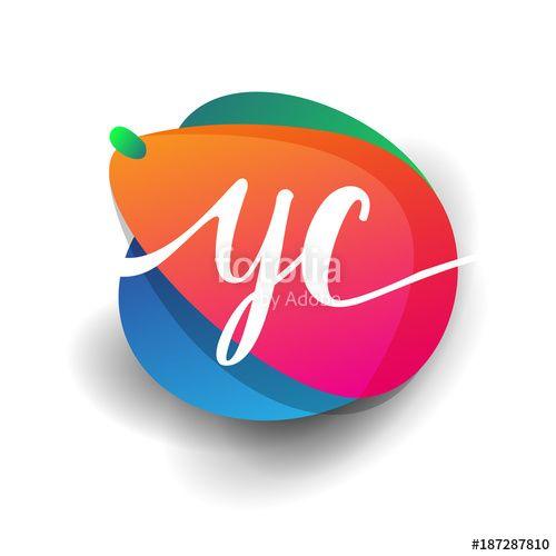 YC Logo - Letter YC logo with colorful splash background, letter combination