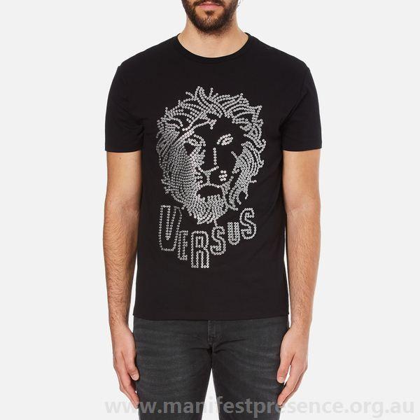 Shirt with Lion Logo - Versus Versace Men's Large Lion Logo T-Shirt - Black Stampa Men's T ...