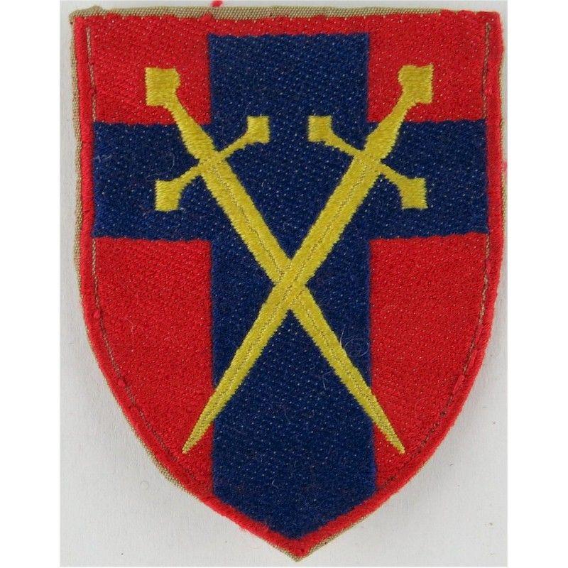 Blue and Red Shield Logo - 21st Army Group (Yellow Swords/Blue Cross/Red Shield Military Formatio