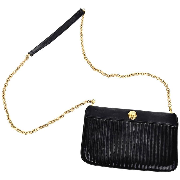 Purse with Lion Logo - Anne Klein Vintage Black Leather Quilted Handbag Shoulder Bag Lion ...