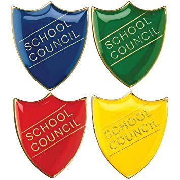 Red Blue and Yellow Shield Logo - School Council Large Shield Metal Pin Badges, available Blue, Green