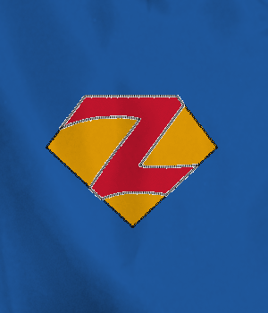 Blue and Yellow Shield Logo - blue Kids Cape with yellow shield and red Z - Custom Adult and Kids ...