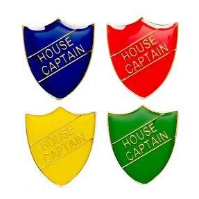 Red Blue and Yellow Shield Logo - School House Captain Shield Metal Pin Badges, available Blue, Green