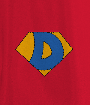 Red Blue and Yellow Shield Logo - red Kids Cape with yellow shield and blue D - Custom Adult and Kids ...