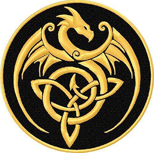 Gold Dragon Crest Logo - Dragon Celtic Knot. Dragons in Style. Celtic