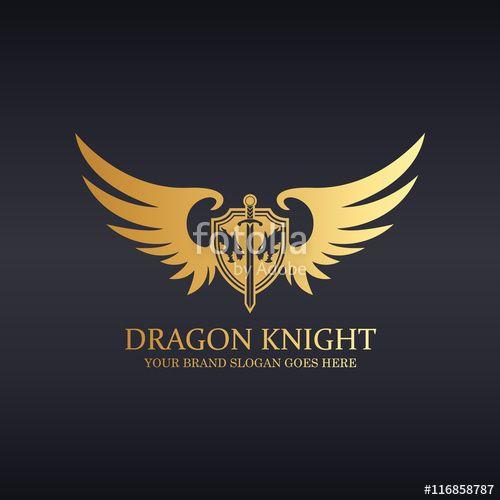 Gold Dragon Crest Logo - The Guardian Crest Logo. Dragon logo. Knight logotype