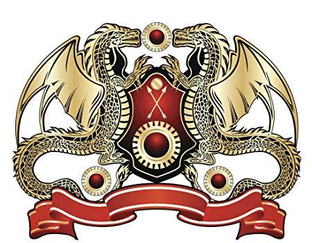 Gold Dragon Crest Logo - TWIN GOLDEN DRAGON ROYAL CREST BLACK GOLD RED WHITE Vinyl Decal ...