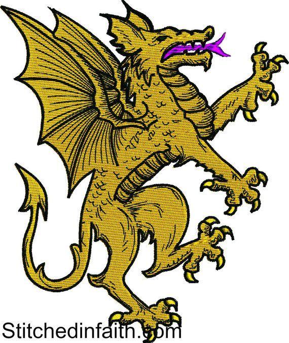 Gold Dragon Crest Logo - Gold Dragon Crest Machine Embroidery Design | Etsy