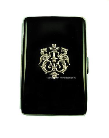 Gold Dragon Crest Logo - Metal Cigarette Case Dragon Crest Inlaid in Hand Painted Glossy ...