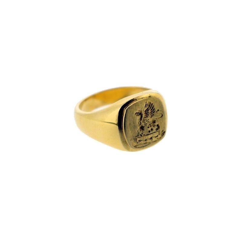 Gold Dragon Crest Logo - Dragon Crest Signet Gold Ring