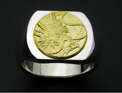 Gold Dragon Crest Logo - Saito - Dragon Crest 18Kt gold emblem Seal Stand Silver Ring - Free ...