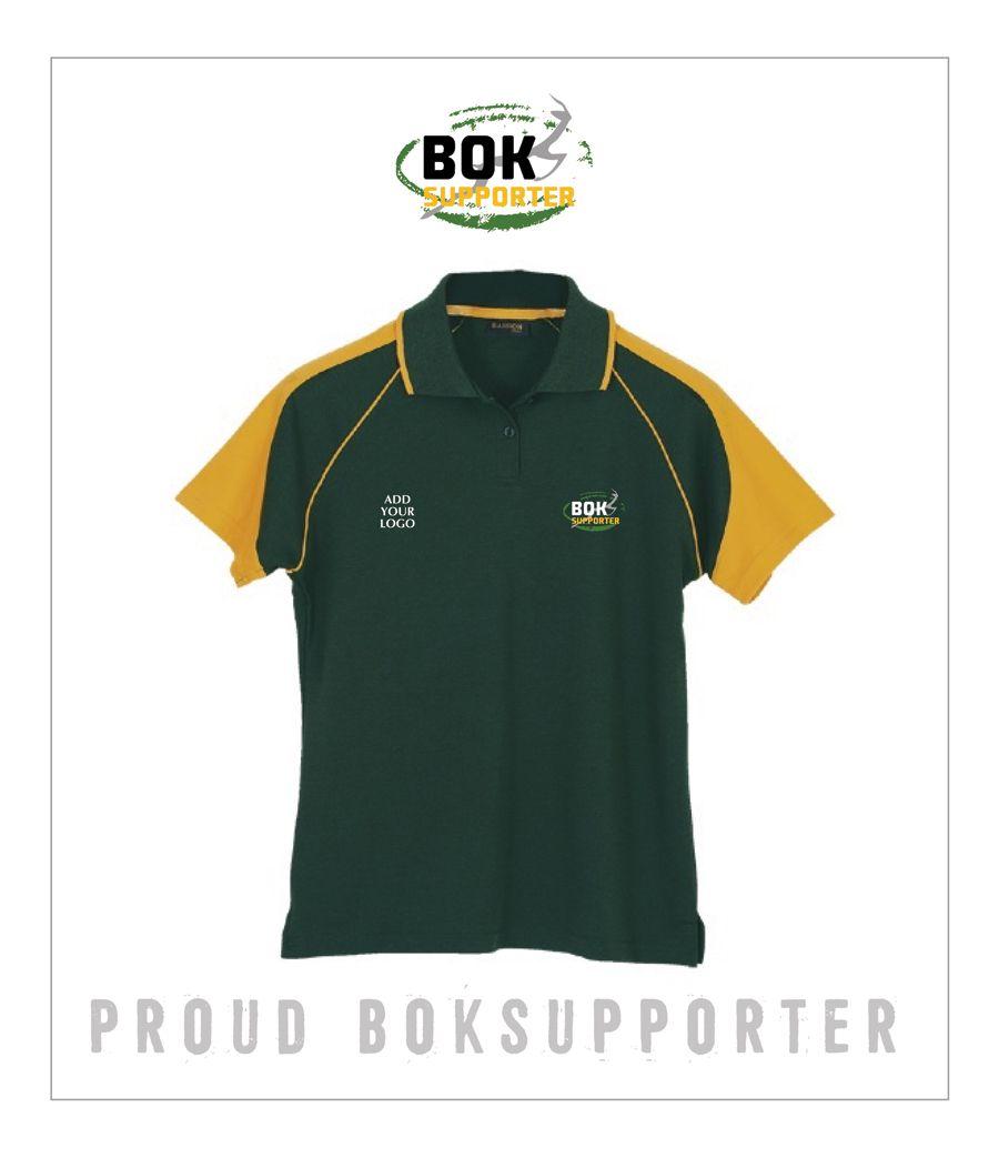 Gold V Company Logo - Green & Gold V Line Ladies Bok Supporter Golf Shirt Green Gold
