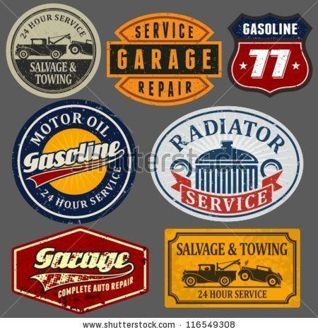 Vintage Automotive Logo - Vintage Automotive Labels and Signs Set. The Garage. Automotive