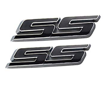 SS Car Logo - Pack SS Car Emblems, Chrome 3D Small Tilt Logo