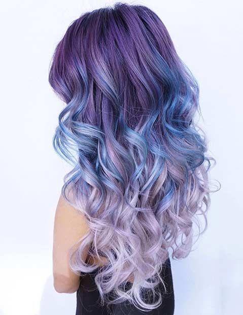 Ombre Colored Logo - 25 Amazing Blue and Purple Hair Looks | StayGlam Hairstyles ...