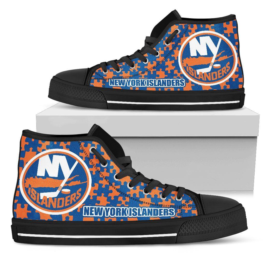 Top Shoe Logo - Puzzle Logo With New York Islanders High Top Shoes – Best Funny Store