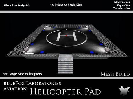 Black and Blue Fox Logo - Second Life Marketplace Helicopter Large Landing Pad Mesh