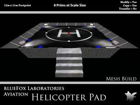 Black and Blue Fox Logo - Second Life Marketplace Helicopter Landing Pad Mesh Package